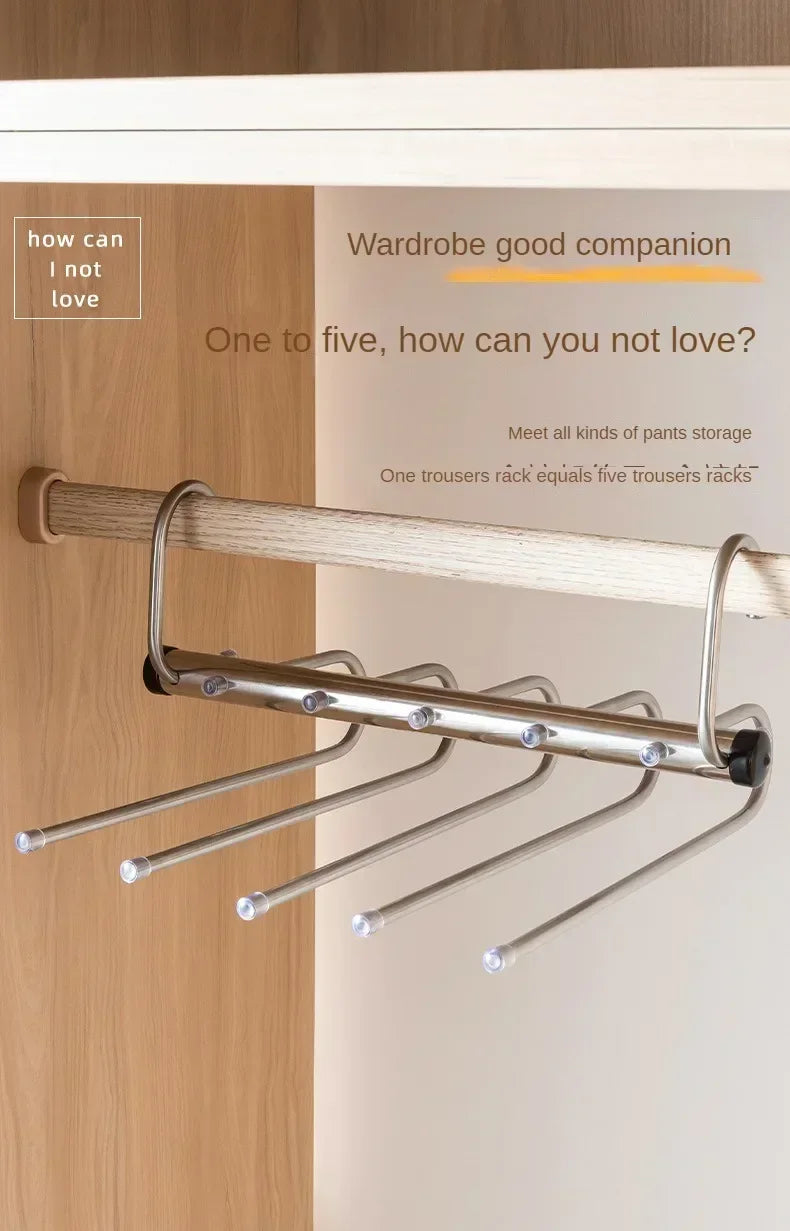 Folding Magic Pants Hangers 5/9layers Stainless Steel Space Saving Clothes Rack Organizer For Wardrobe Trousers Jeans Scarf