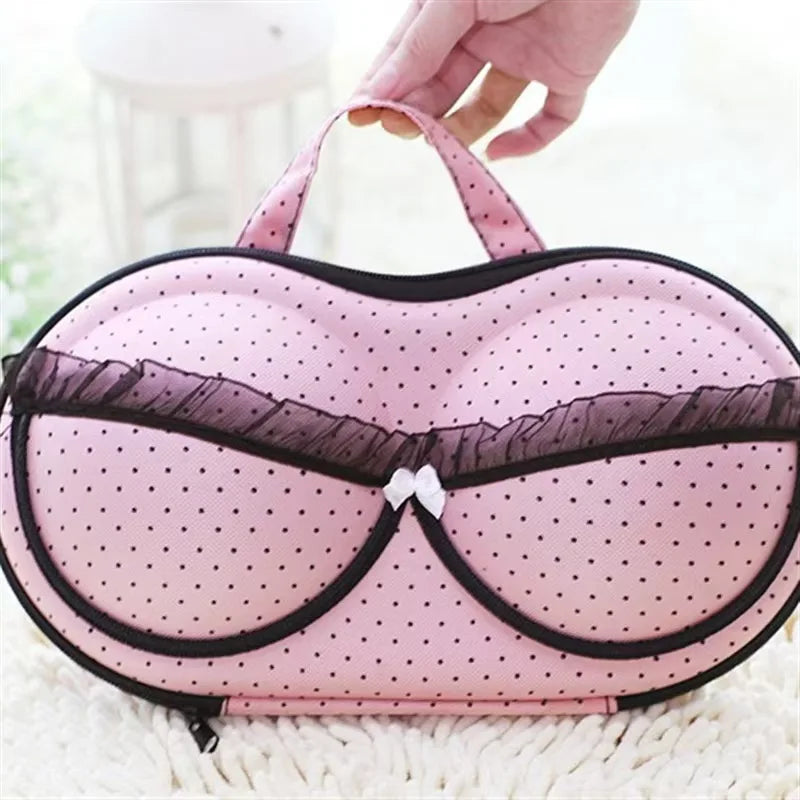 Hard Shell Bra Storage Box Portable Travel Lingerie Organizer Anti-deformation Underwear Bag with Zipper and Handle