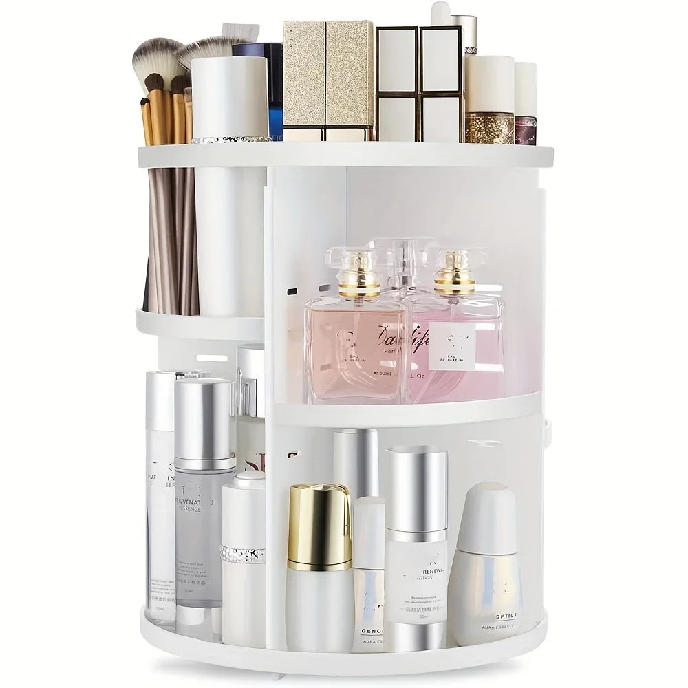 Clear 360° Rotating Makeup Organizer Countertop Spinning Cosmetic Holder Shelf Bathroom Storage Organizer