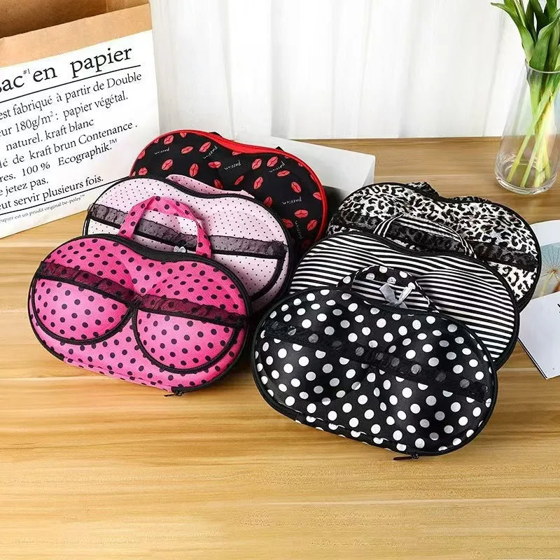 Hard Shell Bra Storage Box Portable Travel Lingerie Organizer Anti-deformation Underwear Bag with Zipper and Handle