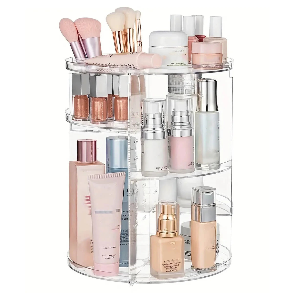 Clear 360° Rotating Makeup Organizer Countertop Spinning Cosmetic Holder Shelf Bathroom Storage Organizer