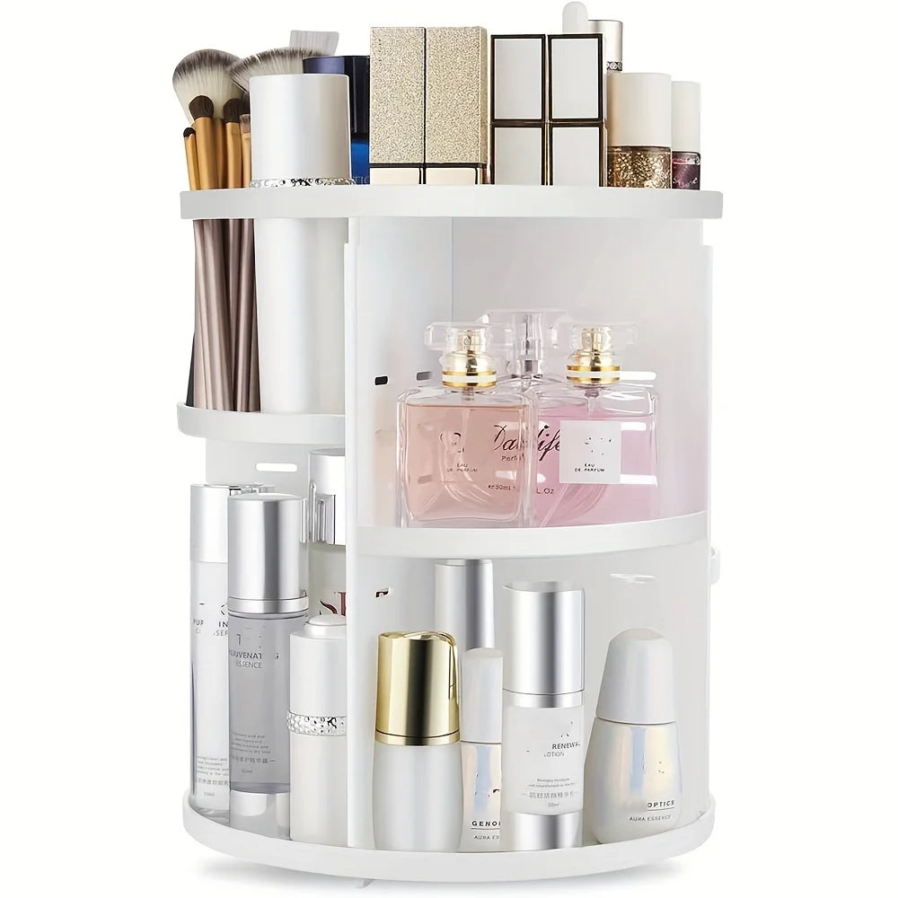 Clear 360° Rotating Makeup Organizer Countertop Spinning Cosmetic Holder Shelf Bathroom Storage Organizer