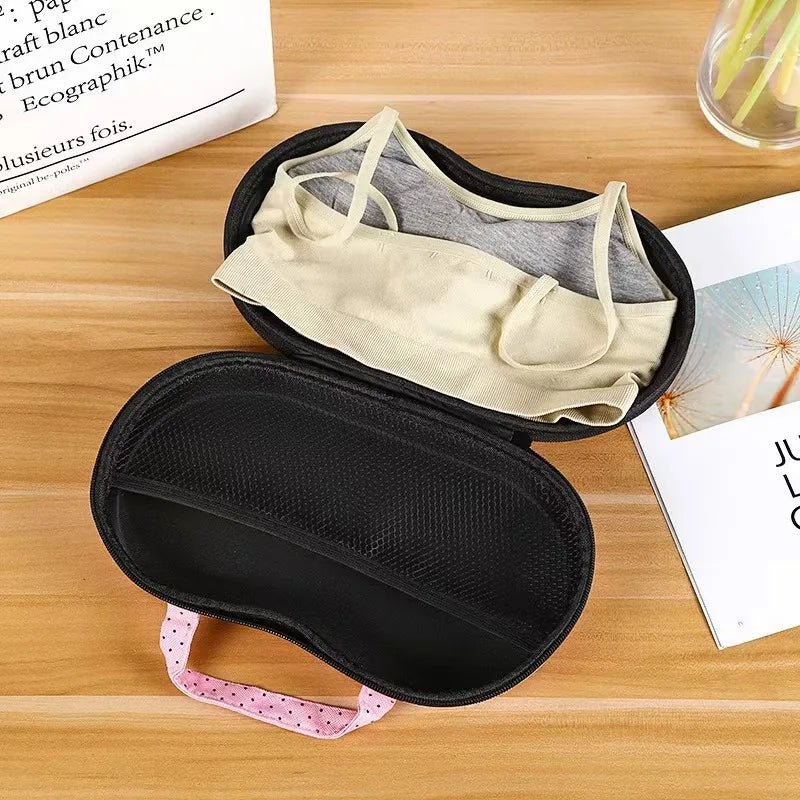 Hard Shell Bra Storage Box Portable Travel Lingerie Organizer Anti-deformation Underwear Bag with Zipper and Handle