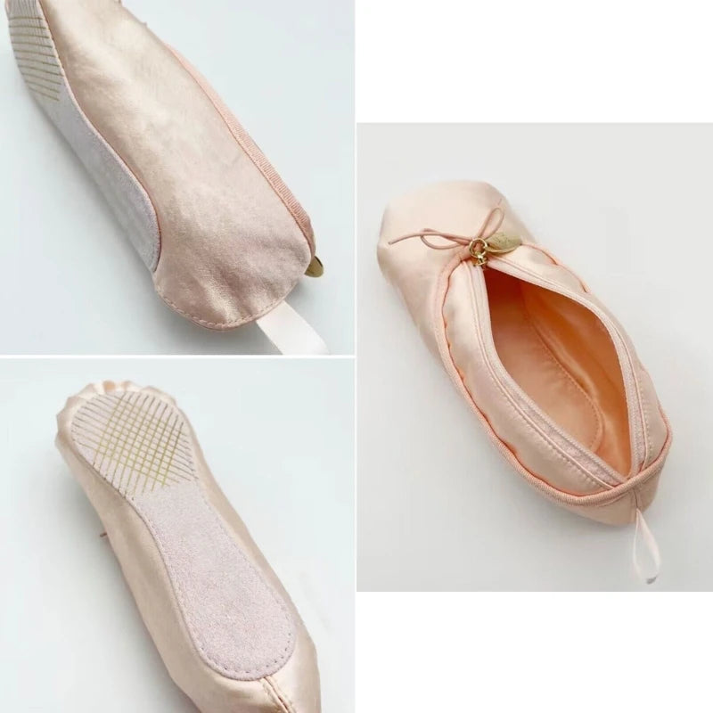 Pink Ballet Shoes Makeup Bag Stylish Cosmetic Bag Storage Case Perfect for Ballet Enthusiasts and Stationery Collectors