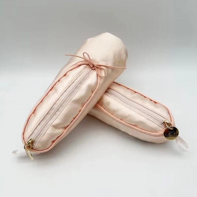 Pink Ballet Shoes Makeup Bag Stylish Cosmetic Bag Storage Case Perfect for Ballet Enthusiasts and Stationery Collectors