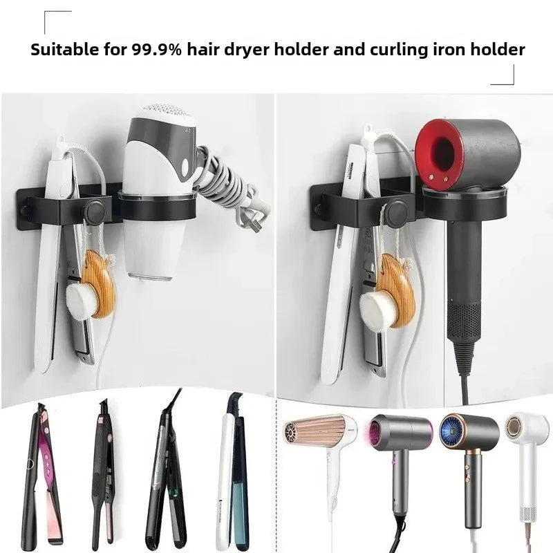 Hair Dryer Holder Wall Mounted Bathroom Hair Straightener Storage Holder Hair Tool Organizer Adhesive Toilet Blower Holder