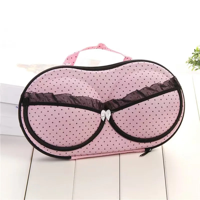 Hard Shell Bra Storage Box Portable Travel Lingerie Organizer Anti-deformation Underwear Bag with Zipper and Handle
