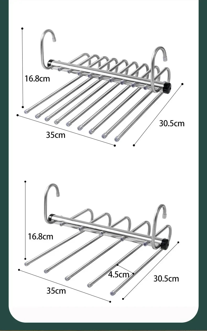Folding Magic Pants Hangers 5/9layers Stainless Steel Space Saving Clothes Rack Organizer For Wardrobe Trousers Jeans Scarf